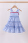 Blue gingham ruffle tiered dress
