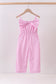 Pink bow gingham jumpsuit