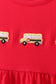 Red School bus Smocked Ruffle Shorts set