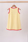 Scalloped Apple Embroidery Bow Dress
