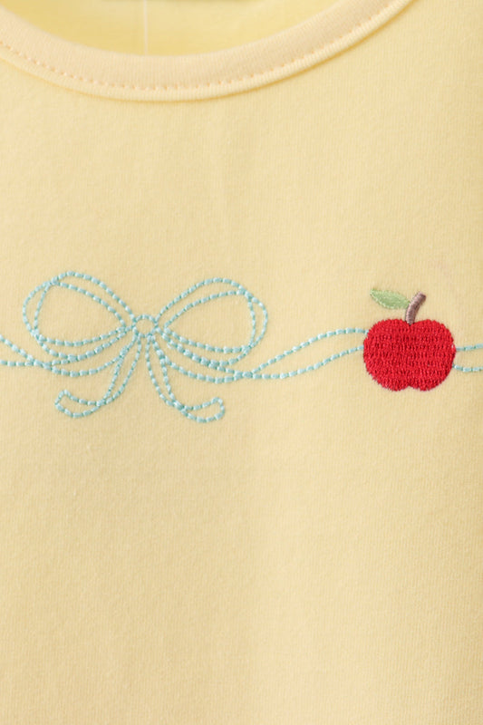 Yellow Apple Embroidery Scalloped Set