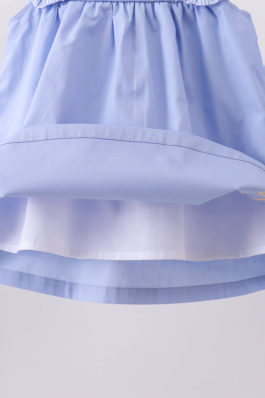 Blue Sailboat Embroidered Bloomer Set