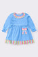 Blue bow applique girl dress