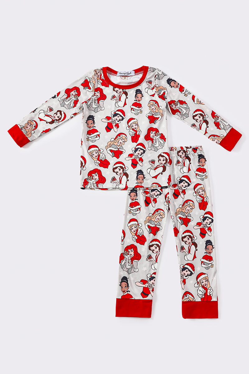 Red christmas princess boy pajamas set