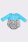 Blue princess print ruffle girl bubble