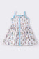 Blue bunny print girl ruffle dress