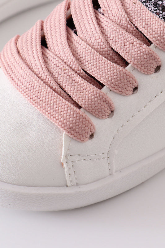 White pink star glitter sneaker (toddler to big kids)