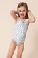 Gren plaid tie one piece girl swimsuit