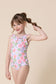 Floral print tie one piece girl swimsuit