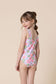 Floral print tie one piece girl swimsuit