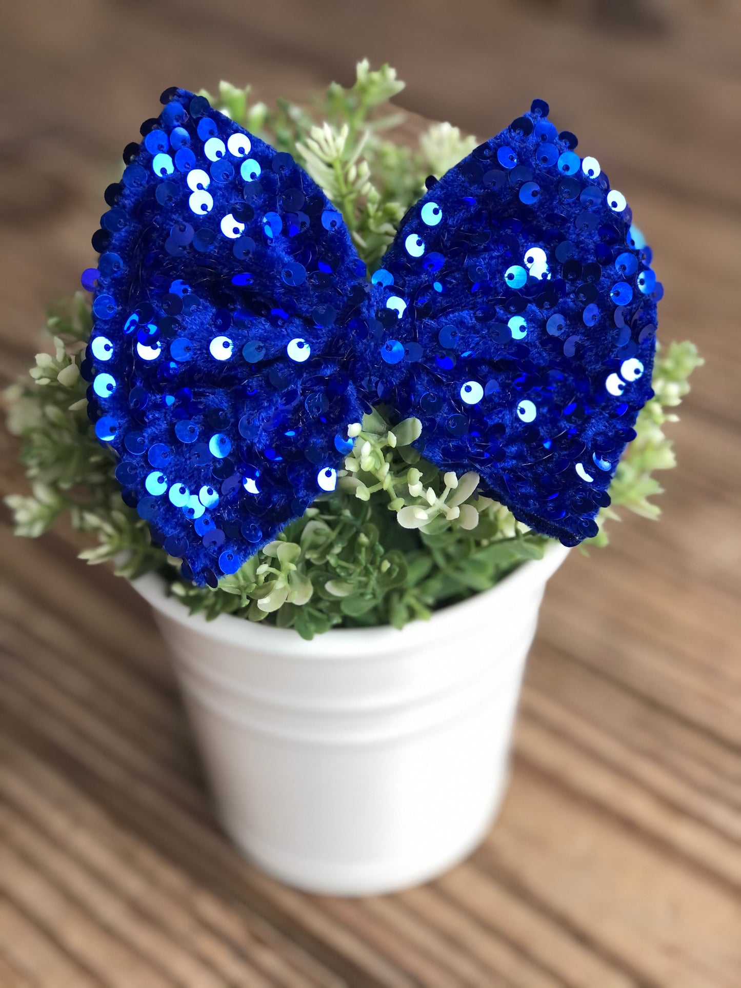 Blue Sequin Bow