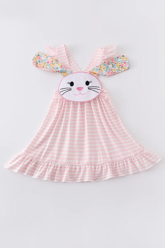 Long ear bunny applique girl dress