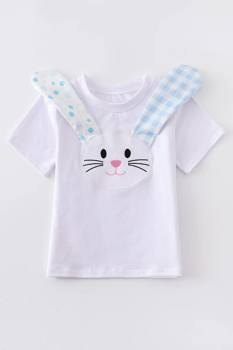 Long ear bunny applique boy shirt