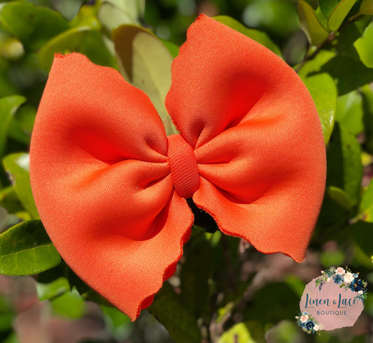 Orange Scalloped Puff Bow