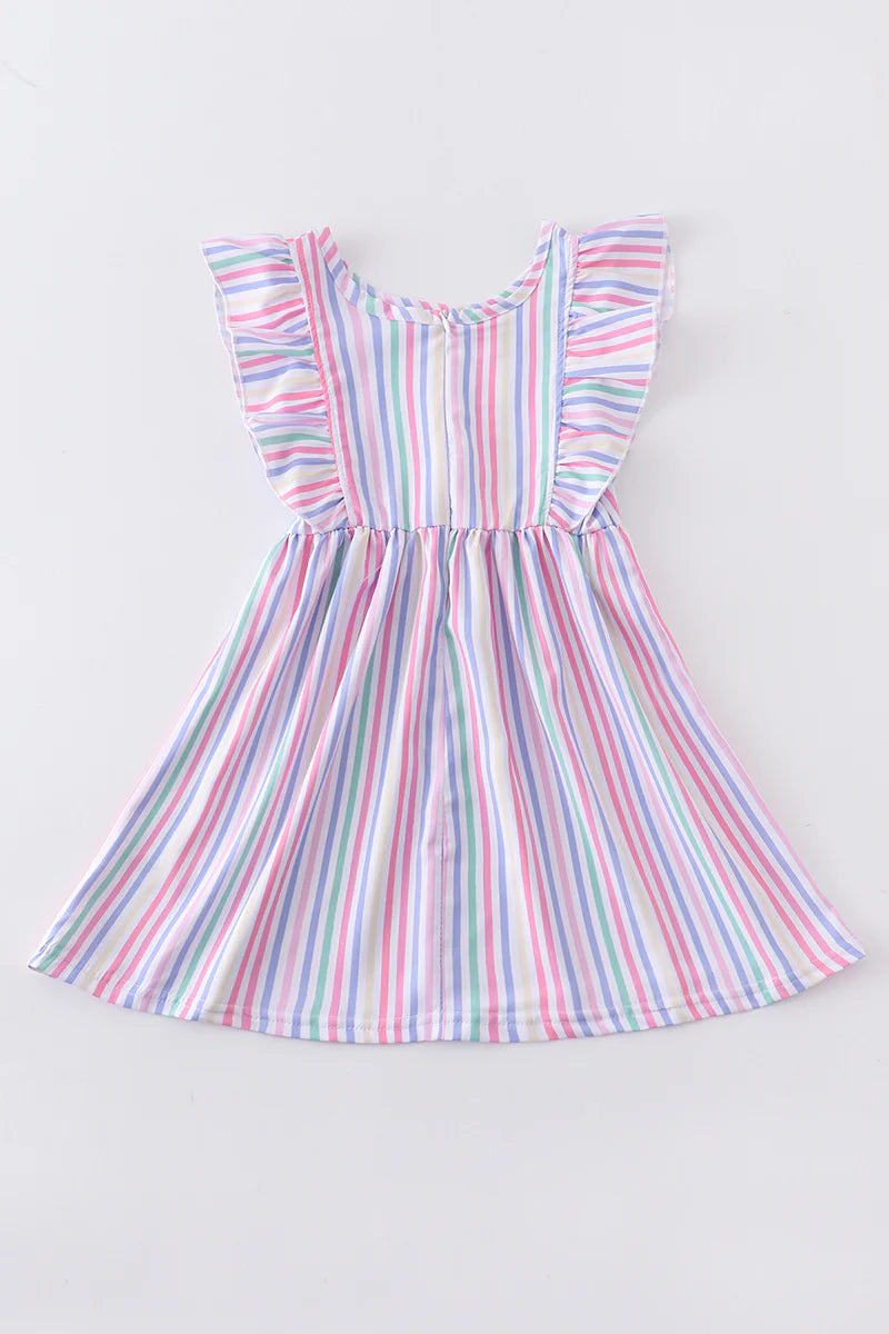 Easter stripe rabbit girl dress