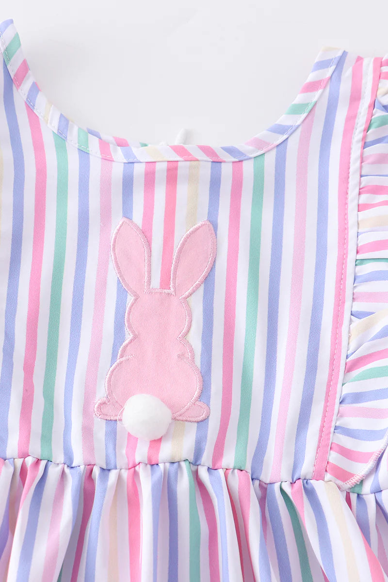 Easter stripe rabbit girl dress