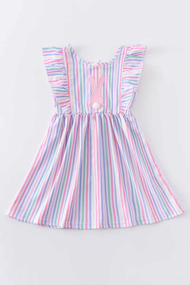 Easter stripe rabbit girl dress